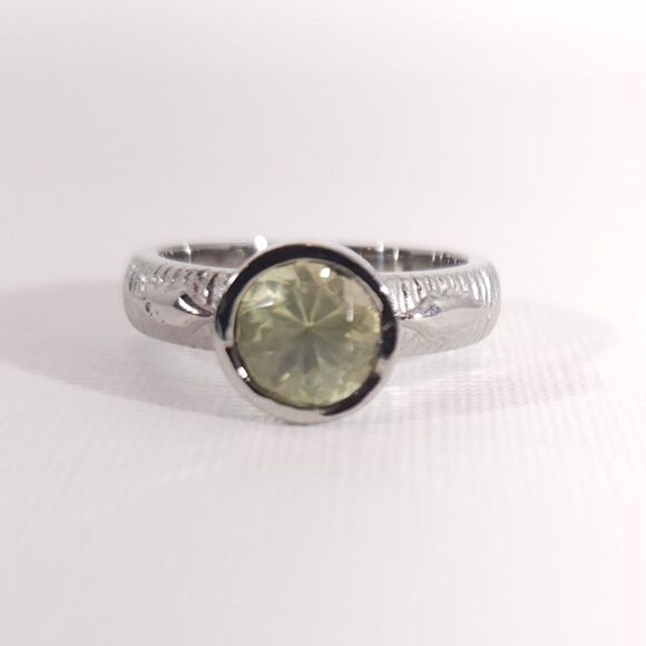 Lemon-Lime Quartz Ring Stainless Steel Size 8 - Picture 4 of 8